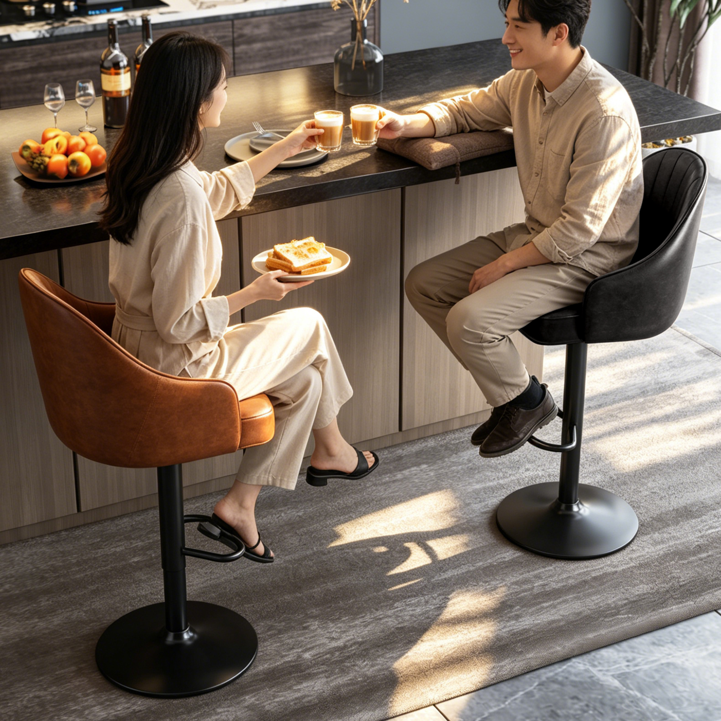 Modern Stylish Bar Stool | Household High Stool | Adjustable Bar Chair for Front Desk, Cafés, Restaurants, and Bubble Tea Shops